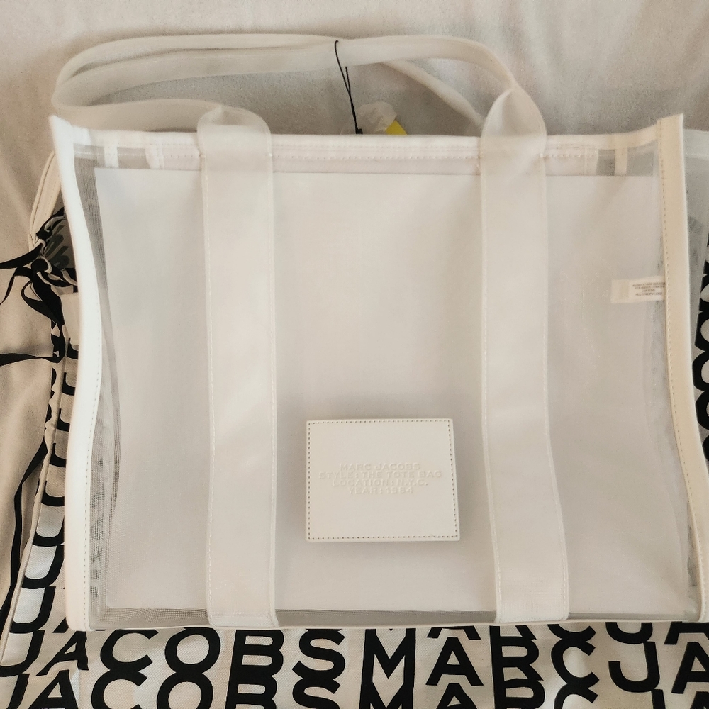 Marc Jacobs The Large Mesh Tote Bag White Authentic With Dust Bag NWT - Picture 12 of 16